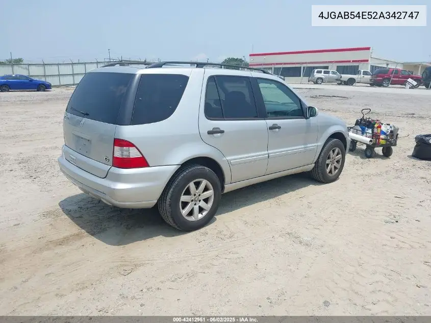 2002 Mercedes-Benz Ml 320 VIN: 4JGAB54E52A342747 Lot: 42412951