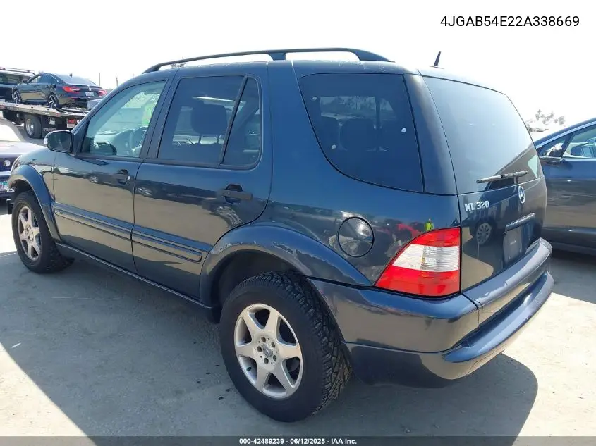 2002 Mercedes-Benz Ml 320 VIN: 4JGAB54E22A338669 Lot: 42489239