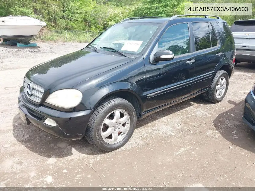2003 Mercedes-Benz Ml 350 VIN: 4JGAB57EX3A406603 Lot: 42117106