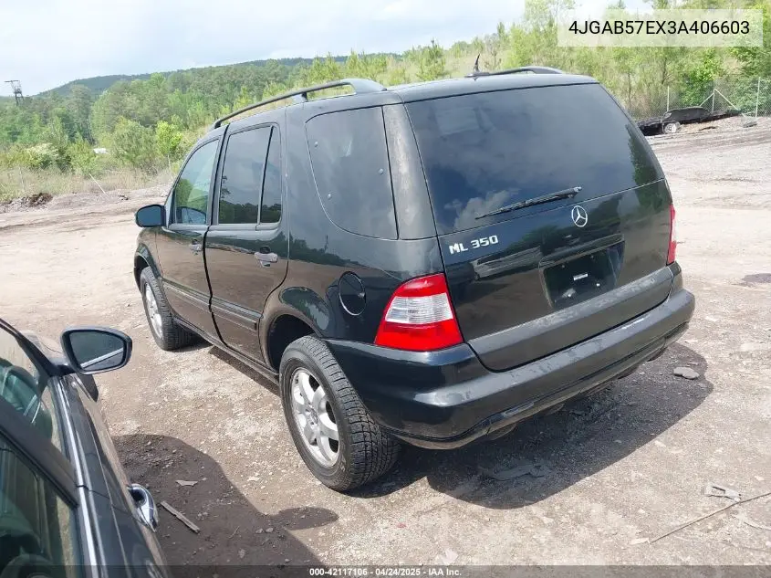2003 Mercedes-Benz Ml 350 VIN: 4JGAB57EX3A406603 Lot: 42117106