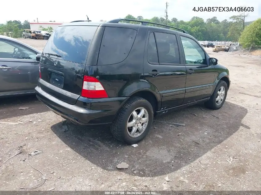 2003 Mercedes-Benz Ml 350 VIN: 4JGAB57EX3A406603 Lot: 42117106