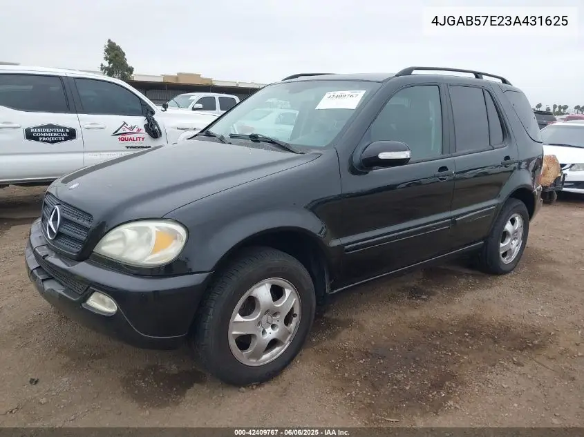 2003 Mercedes-Benz Ml 350 VIN: 4JGAB57E23A431625 Lot: 42409767