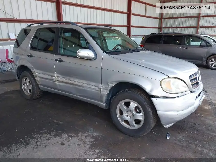 2003 Mercedes-Benz Ml 320 VIN: 4JGAB54E23A376114 Lot: 42578534