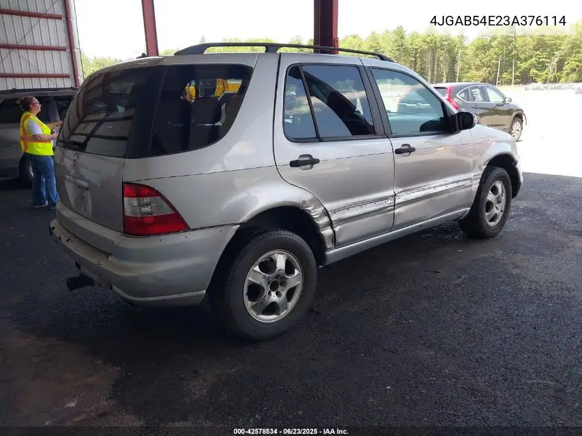2003 Mercedes-Benz Ml 320 VIN: 4JGAB54E23A376114 Lot: 42578534
