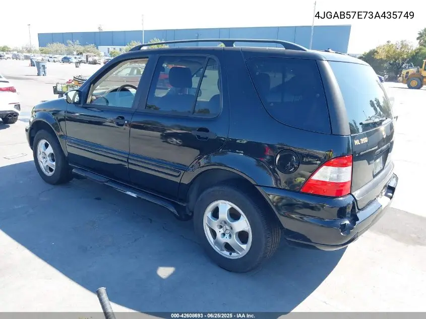 2003 Mercedes-Benz Ml 350 VIN: 4JGAB57E73A435749 Lot: 42608693