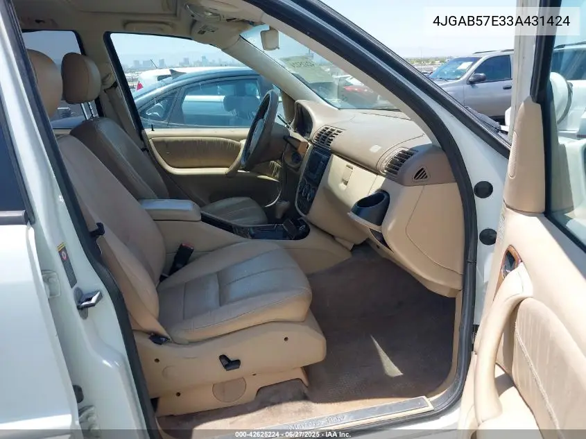 2003 Mercedes-Benz Ml 350 VIN: 4JGAB57E33A431424 Lot: 42625224