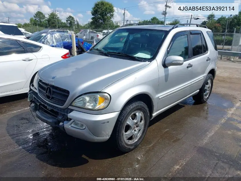 2003 Mercedes-Benz Ml 320 VIN: 4JGAB54E53A392114 Lot: 42630960