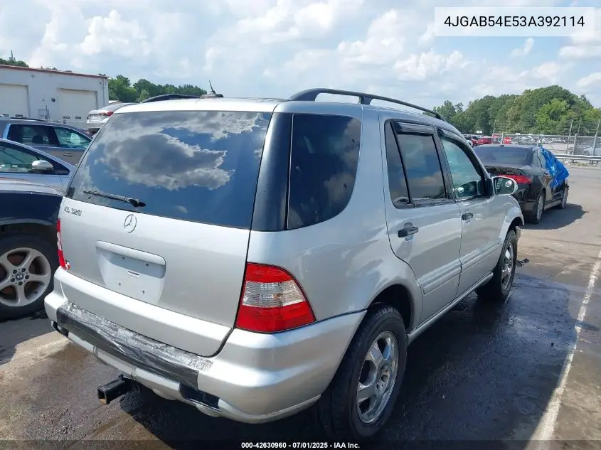 2003 Mercedes-Benz Ml 320 VIN: 4JGAB54E53A392114 Lot: 42630960