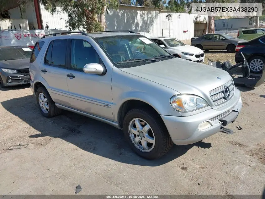 2003 Mercedes-Benz Ml 350 VIN: 4JGAB57EX3A438290 Lot: 42670213