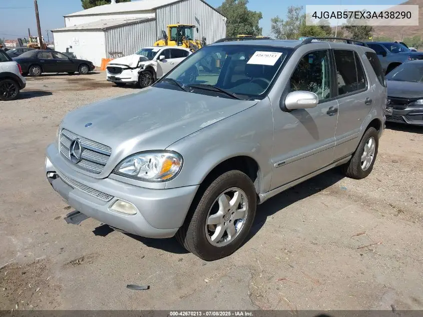 2003 Mercedes-Benz Ml 350 VIN: 4JGAB57EX3A438290 Lot: 42670213