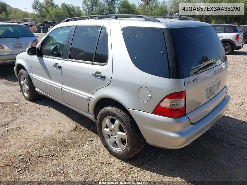 2003 Mercedes-Benz Ml 350 VIN: 4JGAB57EX3A438290 Lot: 42670213
