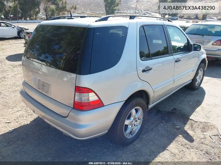2003 Mercedes-Benz Ml 350 VIN: 4JGAB57EX3A438290 Lot: 42670213