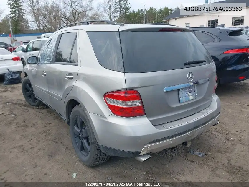 2006 Mercedes-Benz Ml 500 4Matic VIN: 4JGBB75E76A003363 Lot: 12298271