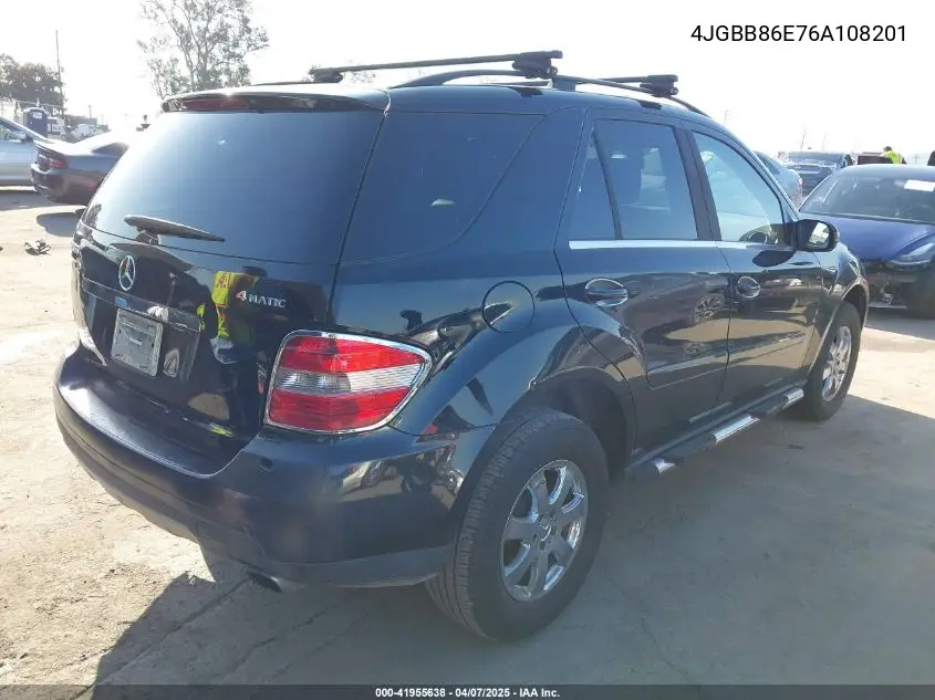 2006 Mercedes-Benz Ml 350 4Matic VIN: 4JGBB86E76A108201 Lot: 41955638