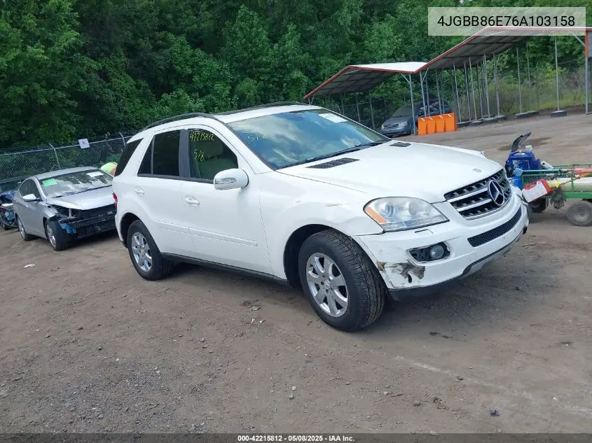 2006 Mercedes-Benz Ml 350 4Matic VIN: 4JGBB86E76A103158 Lot: 42215812