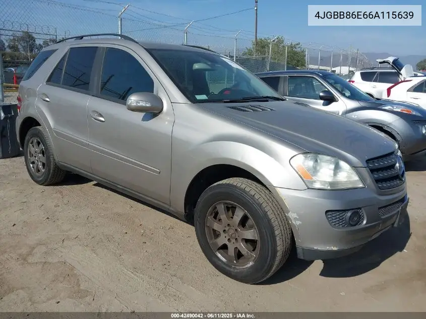 2006 Mercedes-Benz Ml 350 4Matic VIN: 4JGBB86E66A115639 Lot: 42490042