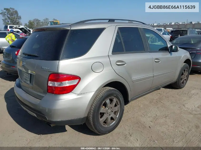 2006 Mercedes-Benz Ml 350 4Matic VIN: 4JGBB86E66A115639 Lot: 42490042