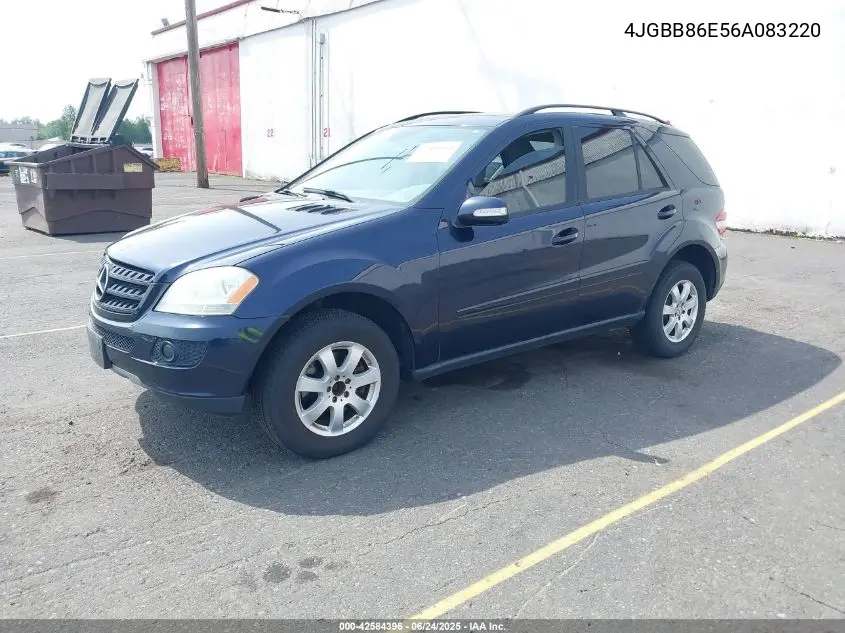 2006 Mercedes-Benz Ml 350 4Matic VIN: 4JGBB86E56A083220 Lot: 42584396