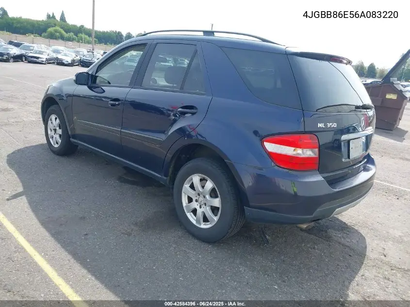 2006 Mercedes-Benz Ml 350 4Matic VIN: 4JGBB86E56A083220 Lot: 42584396