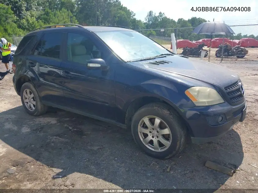 2006 Mercedes-Benz Ml 350 4Matic VIN: 4JGBB86E76A094008 Lot: 42611590