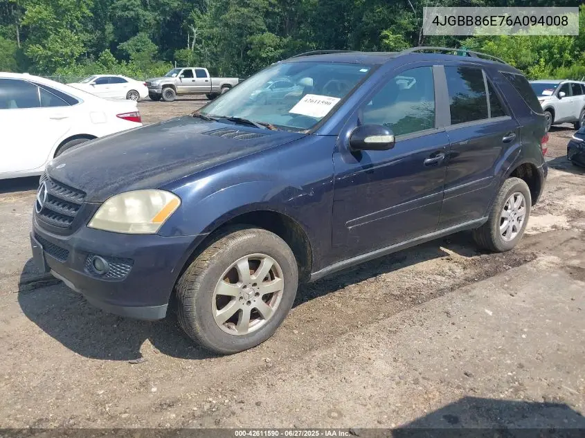 2006 Mercedes-Benz Ml 350 4Matic VIN: 4JGBB86E76A094008 Lot: 42611590