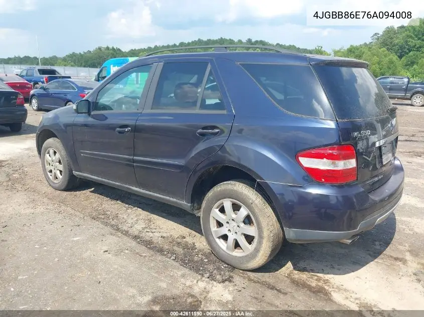 2006 Mercedes-Benz Ml 350 4Matic VIN: 4JGBB86E76A094008 Lot: 42611590