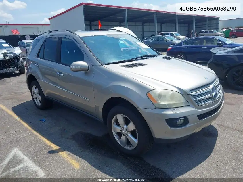 2006 Mercedes-Benz Ml 500 4Matic VIN: 4JGBB75E66A058290 Lot: 42611958