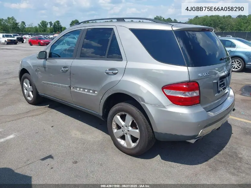 2006 Mercedes-Benz Ml 500 4Matic VIN: 4JGBB75E66A058290 Lot: 42611958