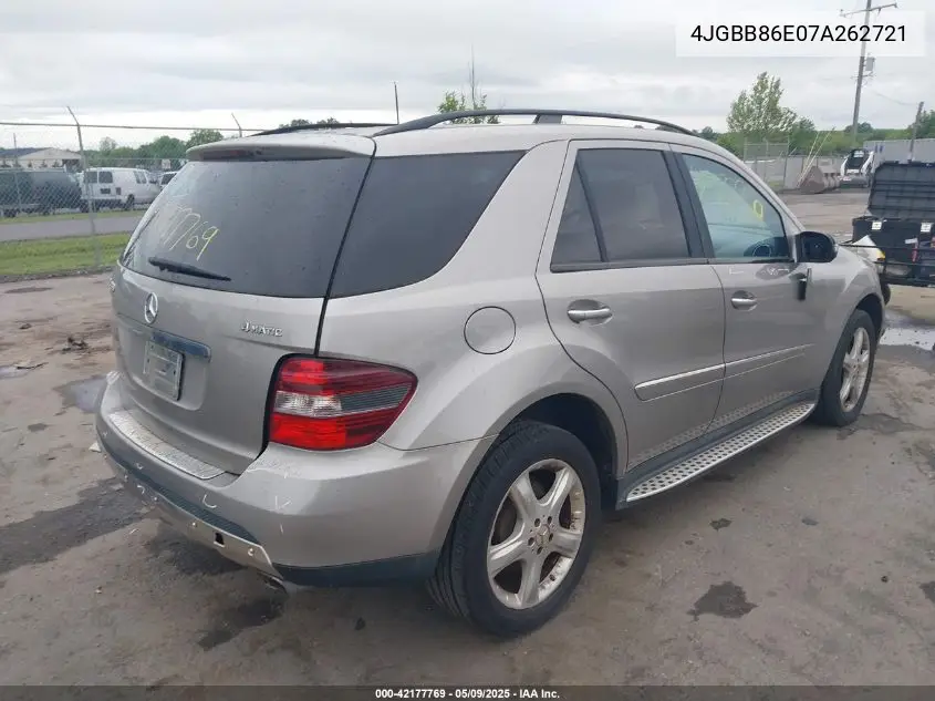 2007 Mercedes-Benz Ml 350 4Matic VIN: 4JGBB86E07A262721 Lot: 42177769
