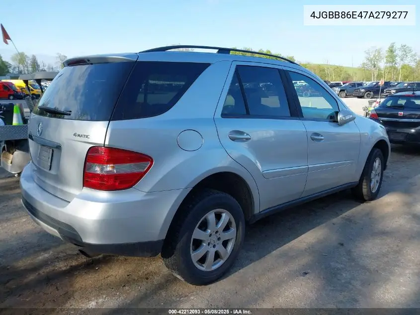 2007 Mercedes-Benz Ml 350 4Matic VIN: 4JGBB86E47A279277 Lot: 42212093
