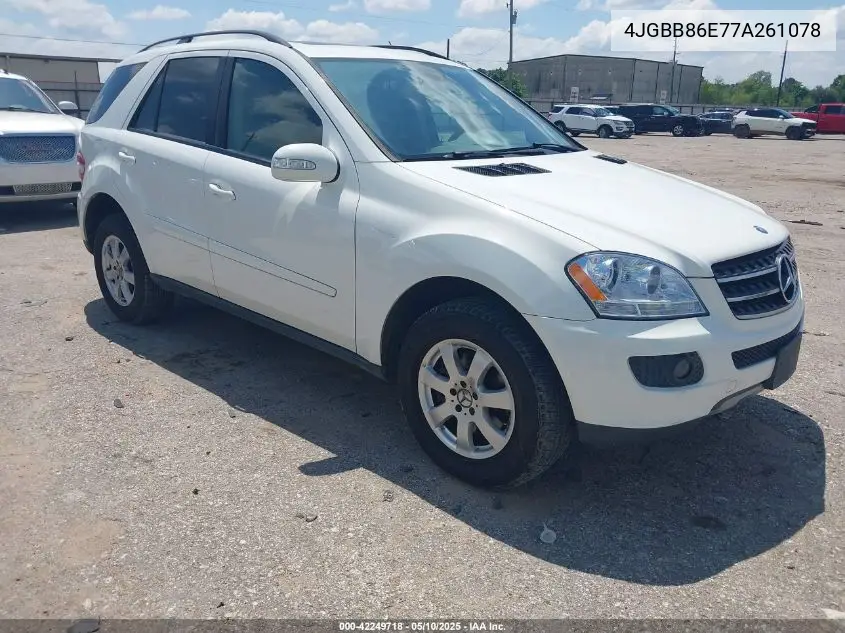 2007 Mercedes-Benz Ml 350 4Matic VIN: 4JGBB86E77A261078 Lot: 42249718