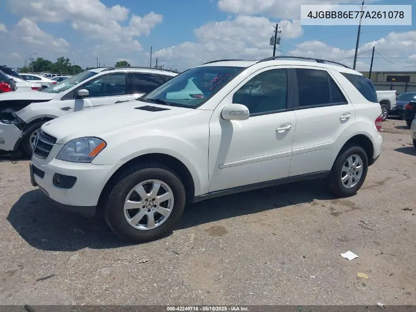 2007 Mercedes-Benz Ml 350 4Matic VIN: 4JGBB86E77A261078 Lot: 42249718