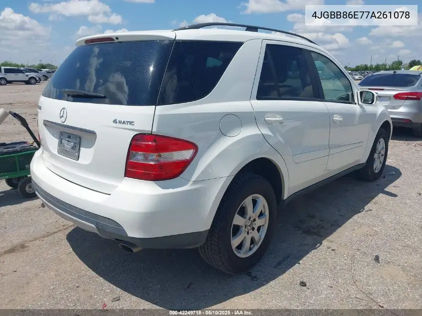 2007 Mercedes-Benz Ml 350 4Matic VIN: 4JGBB86E77A261078 Lot: 42249718