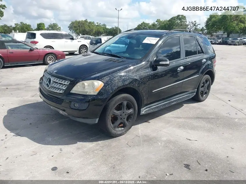 2007 Mercedes-Benz Ml 350 4Matic VIN: 4JGBB86E47A244707 Lot: 42251291