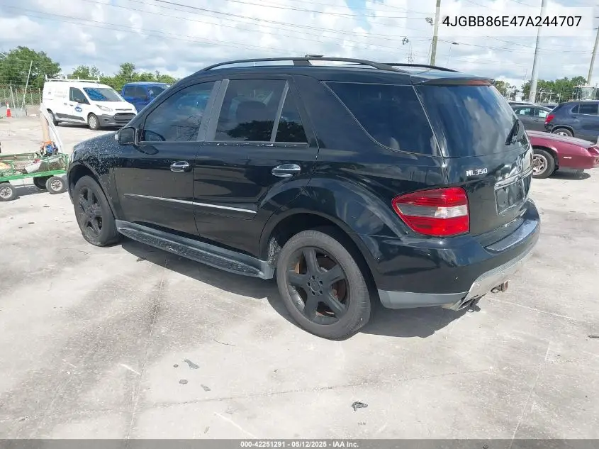 2007 Mercedes-Benz Ml 350 4Matic VIN: 4JGBB86E47A244707 Lot: 42251291