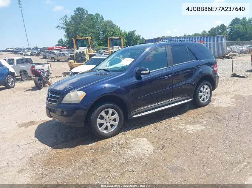 2007 Mercedes-Benz Ml 350 4Matic VIN: 4JGBB86E77A237640 Lot: 42547239