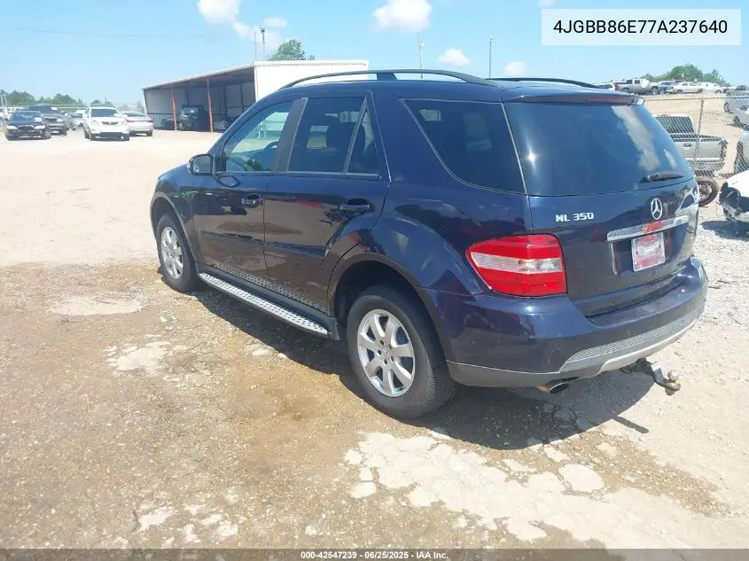 2007 Mercedes-Benz Ml 350 4Matic VIN: 4JGBB86E77A237640 Lot: 42547239