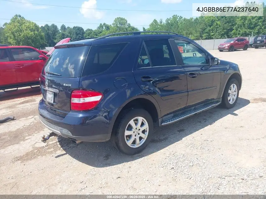 2007 Mercedes-Benz Ml 350 4Matic VIN: 4JGBB86E77A237640 Lot: 42547239