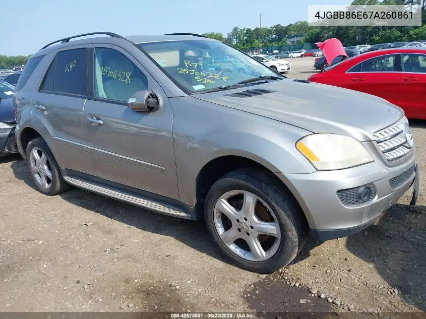2007 Mercedes-Benz Ml 350 4Matic VIN: 4JGBB86E67A260861 Lot: 42575501