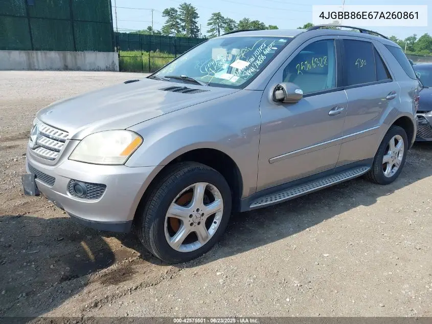 2007 Mercedes-Benz Ml 350 4Matic VIN: 4JGBB86E67A260861 Lot: 42575501