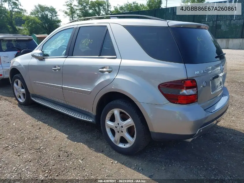2007 Mercedes-Benz Ml 350 4Matic VIN: 4JGBB86E67A260861 Lot: 42575501
