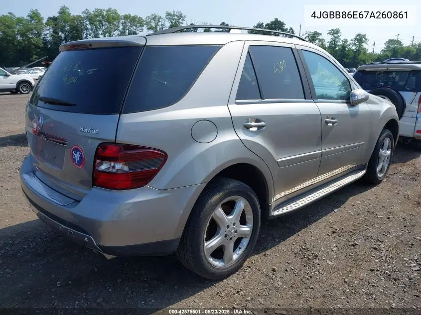 2007 Mercedes-Benz Ml 350 4Matic VIN: 4JGBB86E67A260861 Lot: 42575501