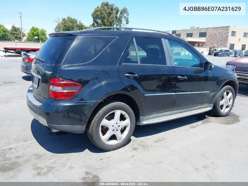 2007 Mercedes-Benz Ml 350 4Matic VIN: 4JGBB86E07A231629 Lot: 42586452
