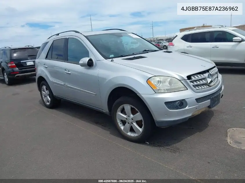 2007 Mercedes-Benz Ml 500 4Matic VIN: 4JGBB75E87A236962 Lot: 42587886