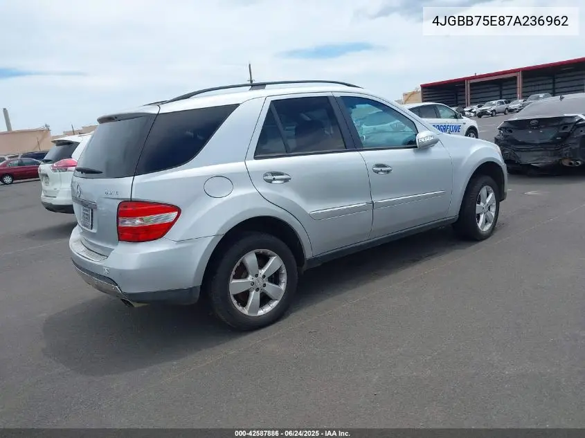 2007 Mercedes-Benz Ml 500 4Matic VIN: 4JGBB75E87A236962 Lot: 42587886