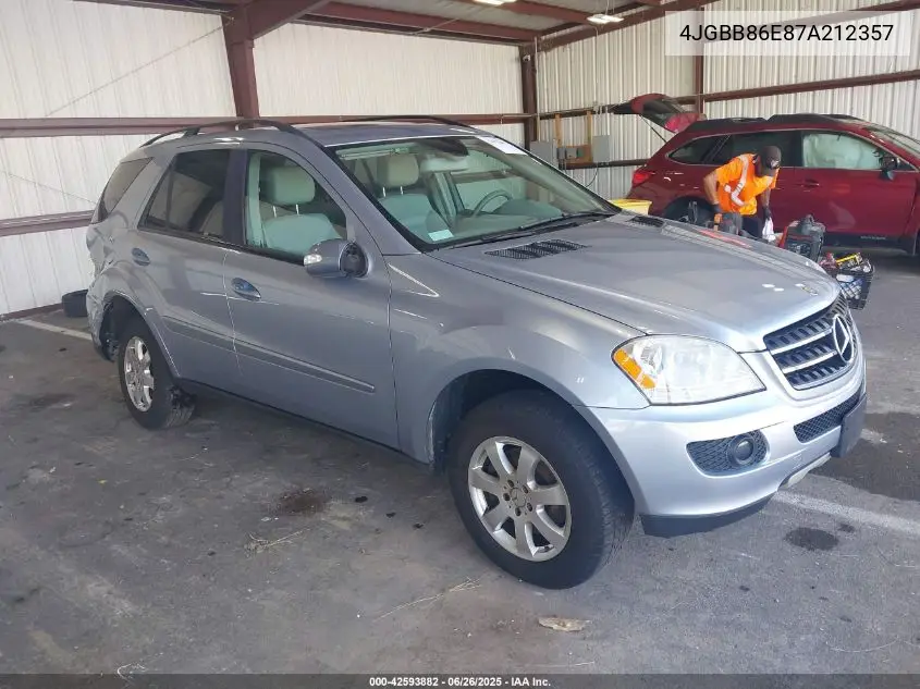 2007 Mercedes-Benz Ml 350 4Matic VIN: 4JGBB86E87A212357 Lot: 42593882