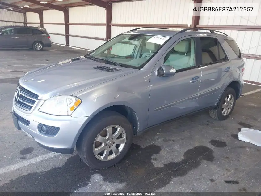 2007 Mercedes-Benz Ml 350 4Matic VIN: 4JGBB86E87A212357 Lot: 42593882