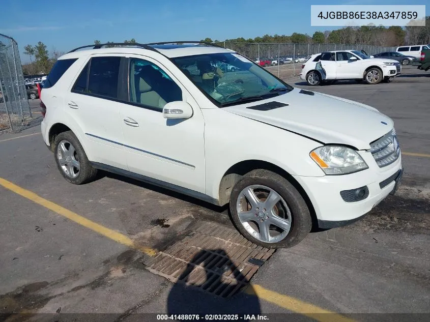 2008 Mercedes-Benz Ml 350 4Matic VIN: 4JGBB86E38A347859 Lot: 41488076
