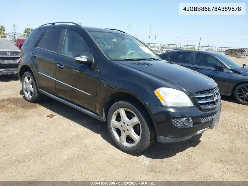 2008 Mercedes-Benz Ml 350 4Matic VIN: 4JGBB86E78A389578 Lot: 41846306