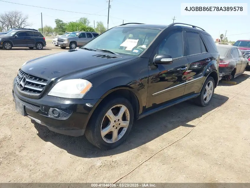 2008 Mercedes-Benz Ml 350 4Matic VIN: 4JGBB86E78A389578 Lot: 41846306